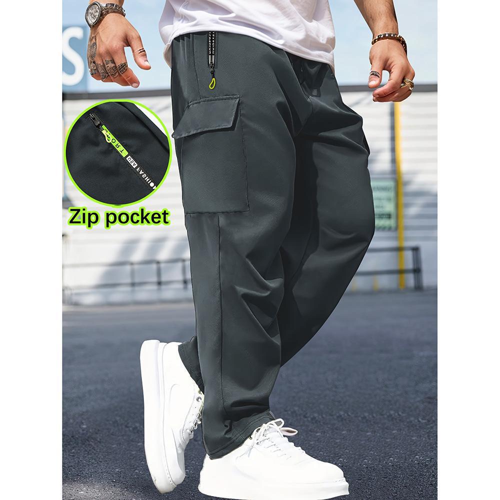 Cross-Border Foreign Trade American Functional Style Large Pocket Cargo Pants Men 2025 New Straight Casual Pants Wholesale in Stock