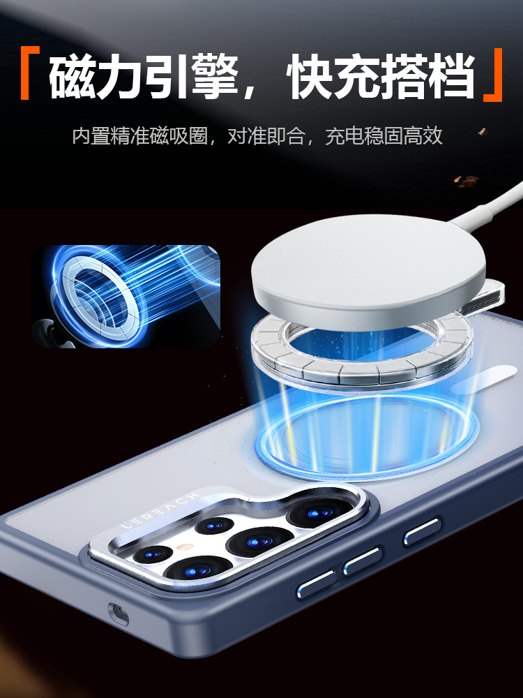 Ốp lưng điện thoại Samsung Galaxy S25 Ultra 5G trong suốt từ tính chống sốc có giá đỡ ẩn — Lạc Xán Series Samsung S25 Ultra Đen, Lạc Xán Series Samsung S25 Ultra Xanh, Lạc Xán Series Samsung S25 Ultra Cam chi tiết 5
