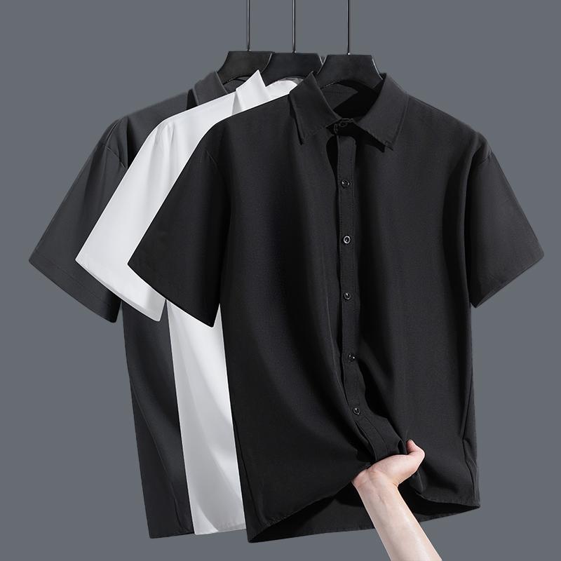 Cool Ice Silk Short-Sleeved Shirt for Men Summer 2025 New High-End Loose Casual Half-Sleeved Shirt Jacket for Men