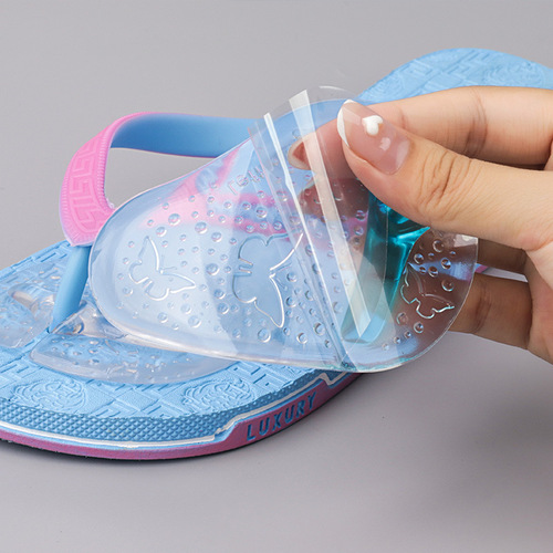 Flip-flops for slippers, butterfly pattern forefoot pads, GEL slipper pads, transparent, soft and shock-absorbing