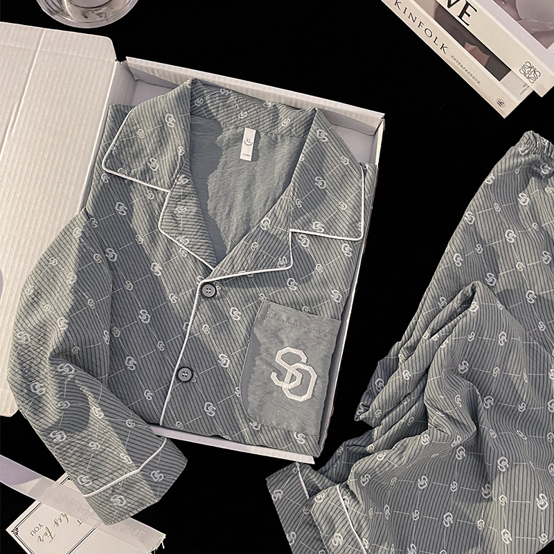 2024 nuevo pijama de hombre de manga larga nubes de algodón primavera y otoño juveniles niños de verano conjunto de ropa de casa