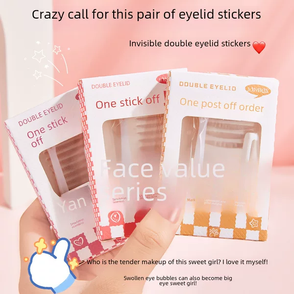 JONBOS Natural Simulation Double Eyelid Sticker Waterproof Invisible Traceless Lasting Stereotype Light Makeup Swollen Eye Bubble Beauty Sticker