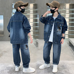 童套装秋装新款长袖男童牛仔中小童两件套2025儿童休闲套装批发潮