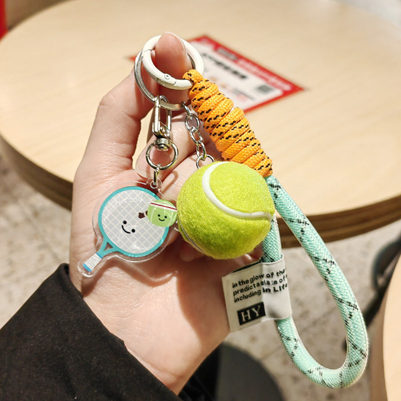 Bonito bádminton tenis voleibol fútbol baloncesto rugby llaveros bolsas escolares para hombres y mujeres colgantes de tenis de mesa regalos