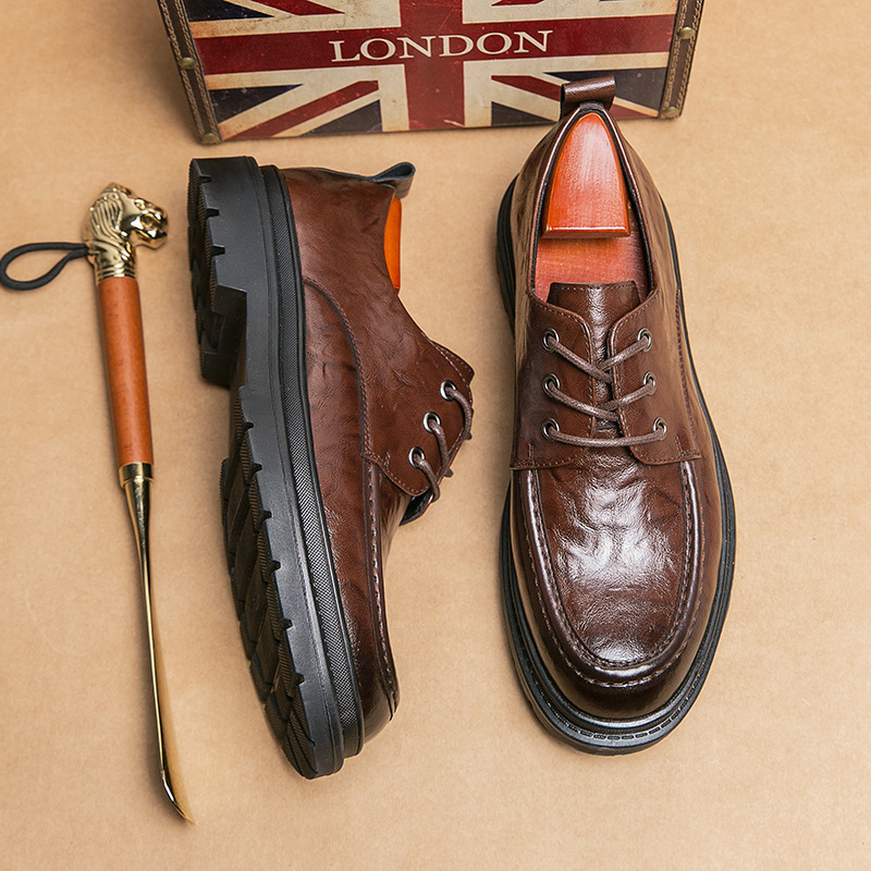 2024 zapatos de trabajo casuales británicos de color pulido a mano retrógrado zapatos de hombre con trajes zapatos de cuero zapatos de boda