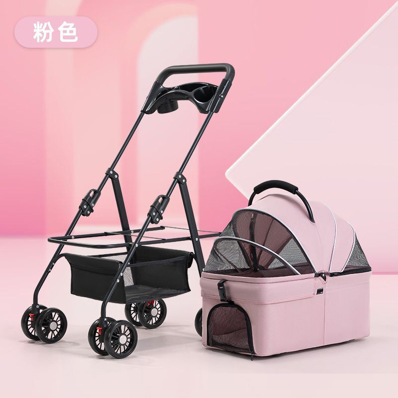 犬猫用ペットベビーカー、軽量折りたたみ式屋外ペットベビーカー、小型犬用ベビーカー、取り外し可能なバスケット|undefined