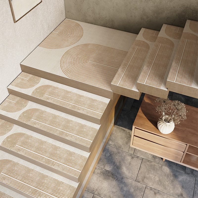 Cream Style Indoor Absorbent Leather Stair Floor Mat Step Mat Home Kitchen Bathroom Non-Slip Silent Carpet