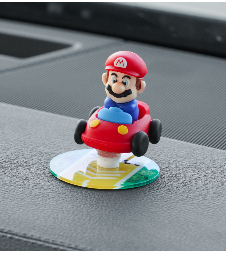 Car Rotary Healing Ornaments Car Cartoon Central Console Mario Drift with Car Ornaments Decompression Supplies Car