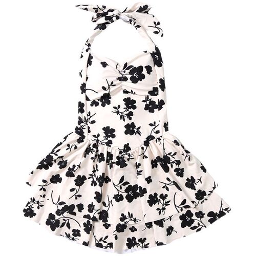 Women's swimsuit summer 2024 new one-piece skirt type slimming halter neck Internet celebrity style belly-covering high-end women's small breast swimsuit