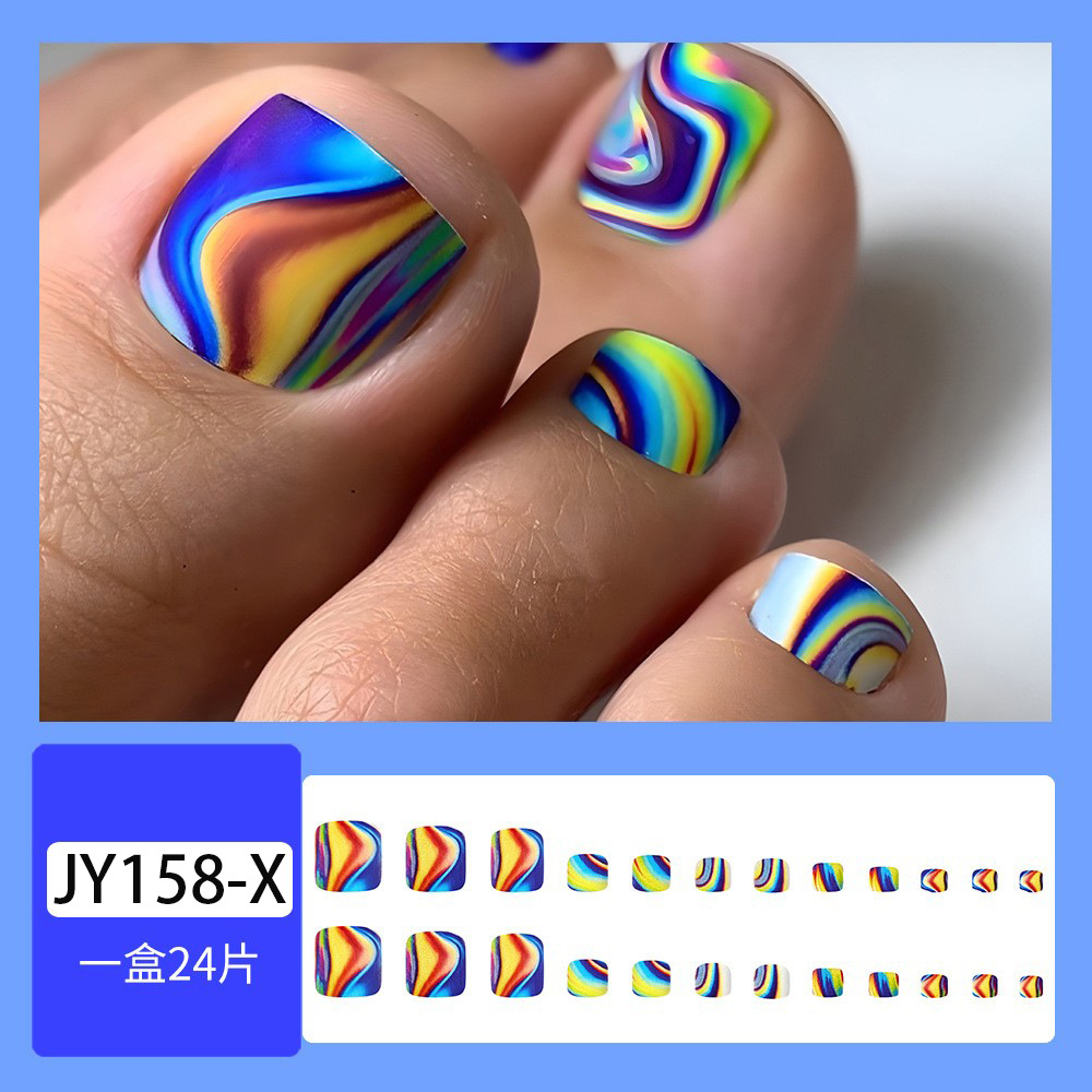 24 piezas en caja, gradiente de arcoíris, parche de uñas de chicas calientes, producto terminado, venta caliente transfronteriza, uñas portátiles image 9