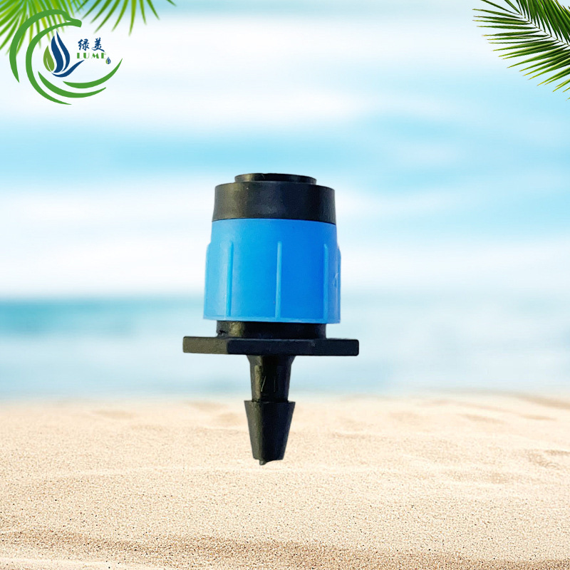 Cabecera de goteo ajustable azul con anillo de goma que puede cerrar 360 grados de riego por goteo por pulverización