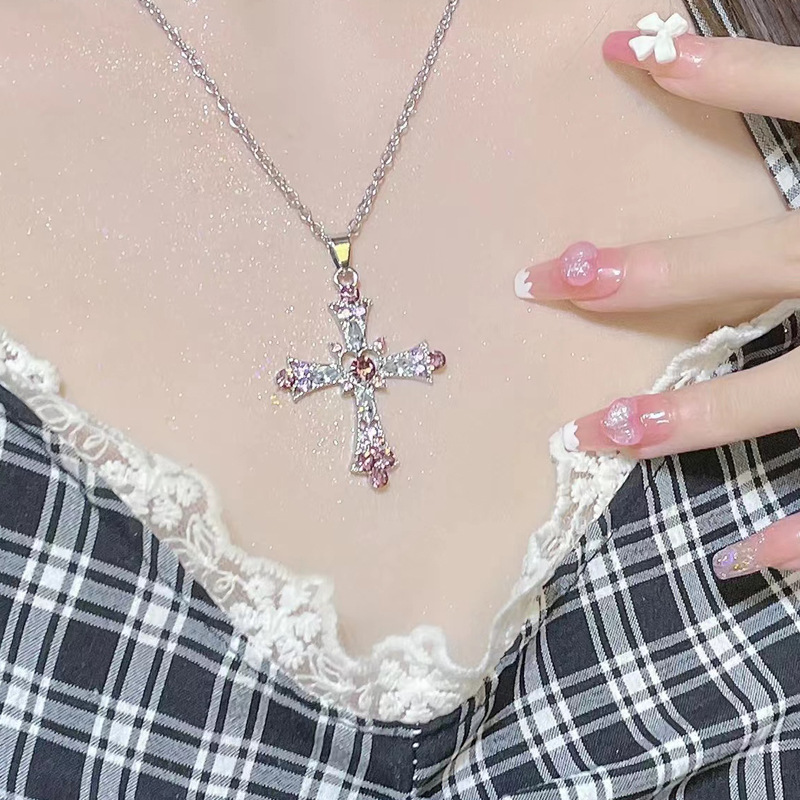 Simple Style Streetwear Cross Zircon Alloy Wholesale Pendant Necklace display picture 2