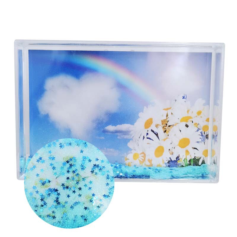 Spot Hot Fantasy Blue Fine Sand Blue Five-pointed Star Art Gift Taobao Hot Holiday quicksand Photo Frame