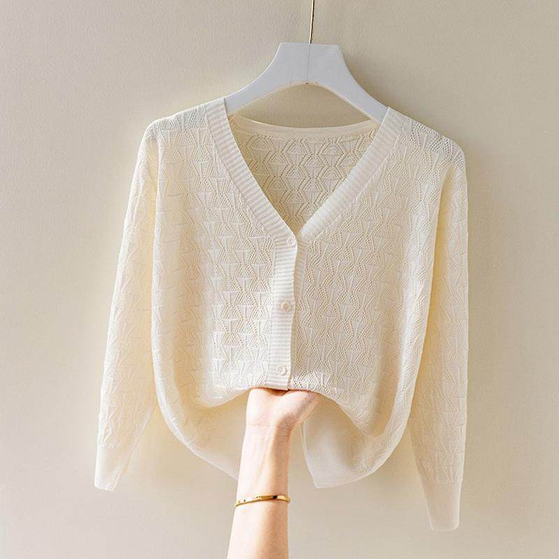 Ice Silk Knit Cardigan for Women, Loose Shawl Paired with a Slip Dress, Thin Hollow-Out Jacket, Women's Top Ice Silk Knit Cardigan for Women, Loose Shawl Paired with a Slip Dress, Thin Hollow-Out Jacket, Women's Top