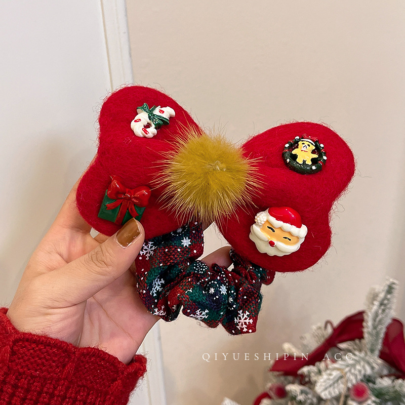 Bolas de pelo de Navidad arco intestino grueso anillo de cabello de alta calidad estilo estilo de diseño de cabello de nicho toque de cabello