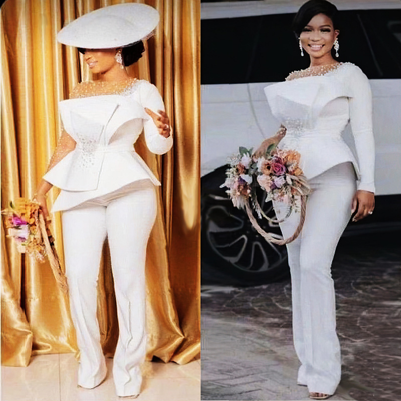 Completo pantalone donna taglie forti con dettagli in mesh e perle_voghion.com