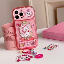 彩钻粉色猫咪镜子支架适用iphone14pro max苹果13手机壳12少女15