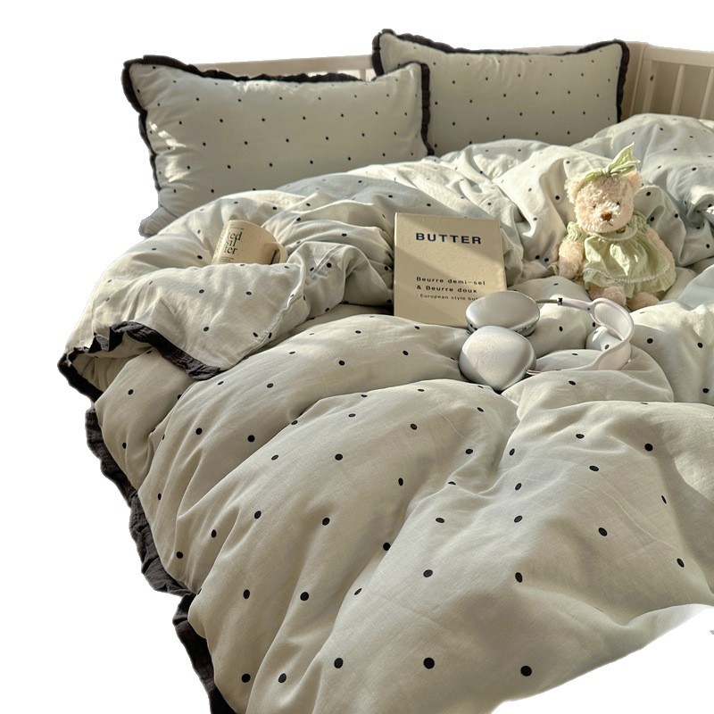 Madre y bebé desnudos clase A cama cuatro piezas de encaje francés sábanas de algodón lavable cubierta cama dormitorio tres piezas de cama