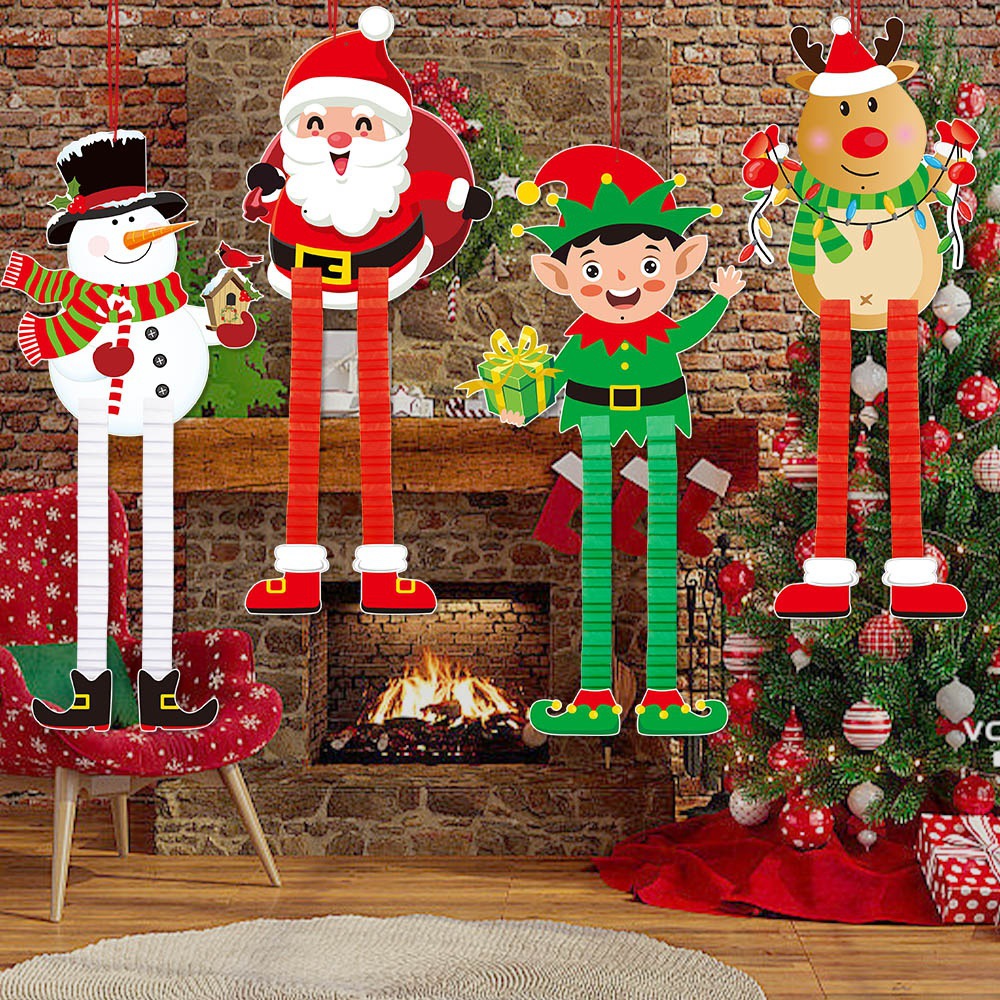 Nuevos productos transfronterizos Navidad colgante retráctil fiesta panal retráctil Santa decoración muñeco de nieve alce