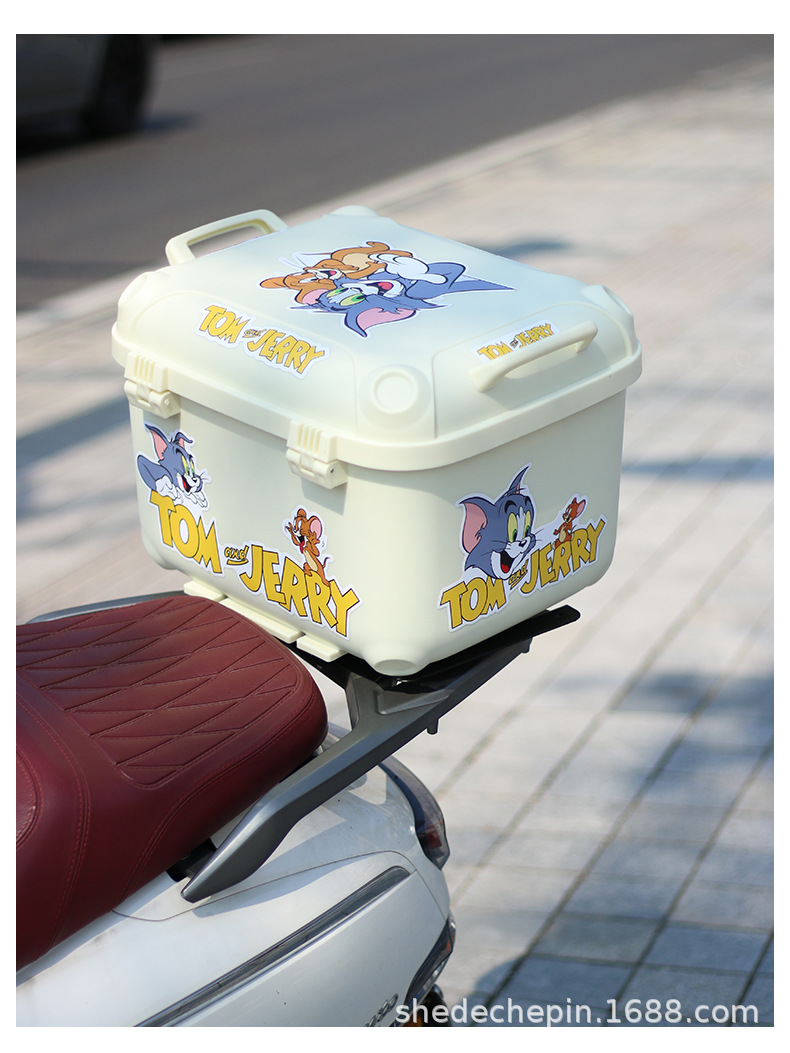Gsb Motorcycle Tail Box Retro Trunk Large Thickeneded Electric Battery Car Storage Box Scooter 746