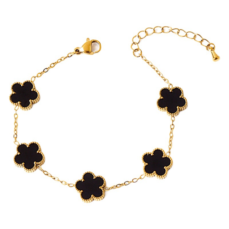 Estilo francés joyería fresca Concha flor pulsera titanio acero aretes traje cinco hojas flor collar no-decoloración joyería para las mujeres