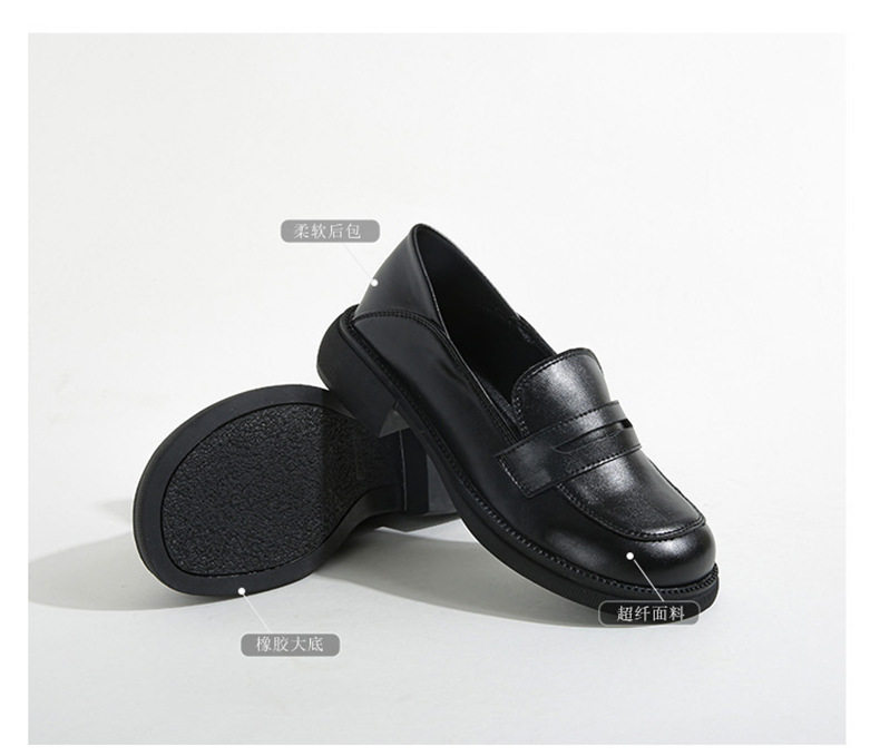 Giày lười nữ đế dày gót vuông 3–5 cm , mũi tròn — Màu đen chi tiết 5