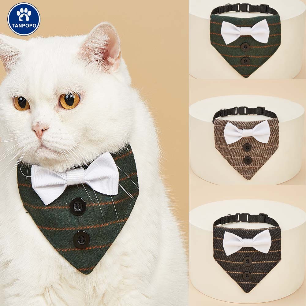 TANPOPO transfronterizo para gatos guapo corbata toalla triangular collar trajes de moda toalla triangular para mascotas