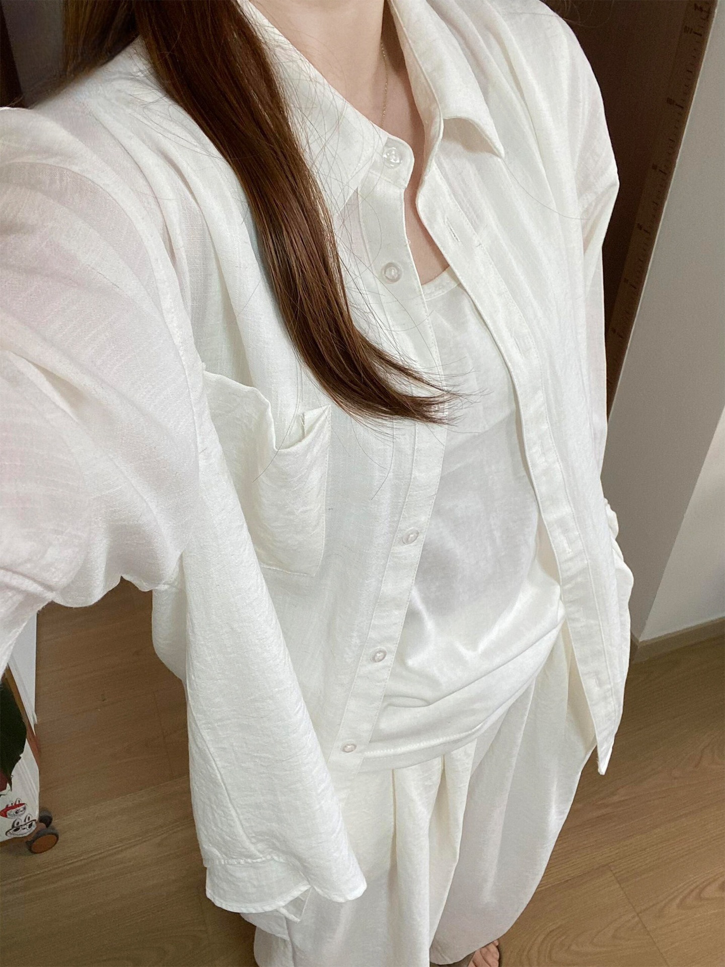White linen shirt for women, summer thin style, understated and sophisticated, loose and casual, old money style, cotton-linen long-sleeve shirt
