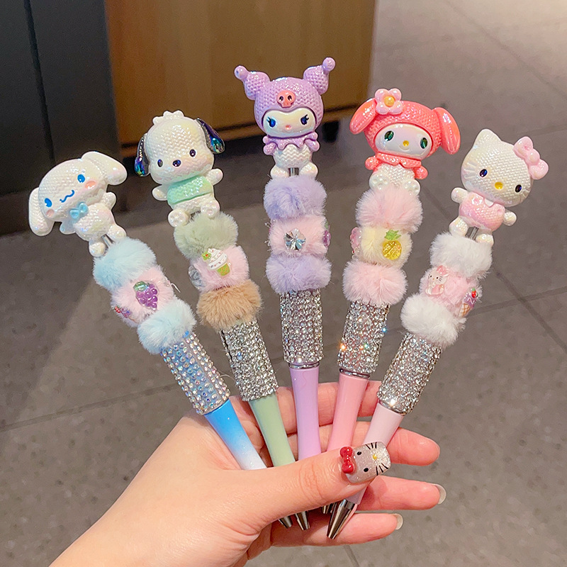 Diamante de peluche para niños bolígrafo neutro flash bolígrafo giratorio bolígrafo de taza encantador princesa bolígrafo de dibujos animados mujer