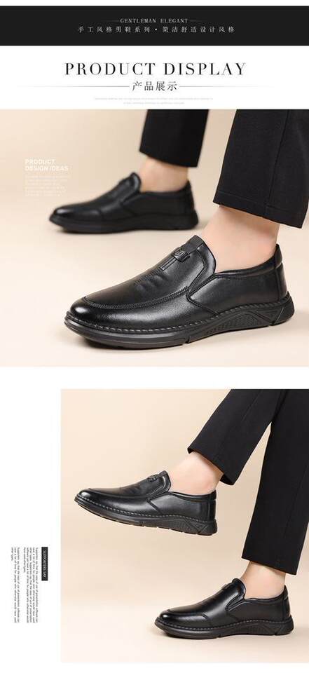 Giày da nam lười xỏ chân chất liệu da bò mềm, đế cao su chống trượt, gót thấp 1–3 cm — Màu nâu, màu đen chi tiết 15