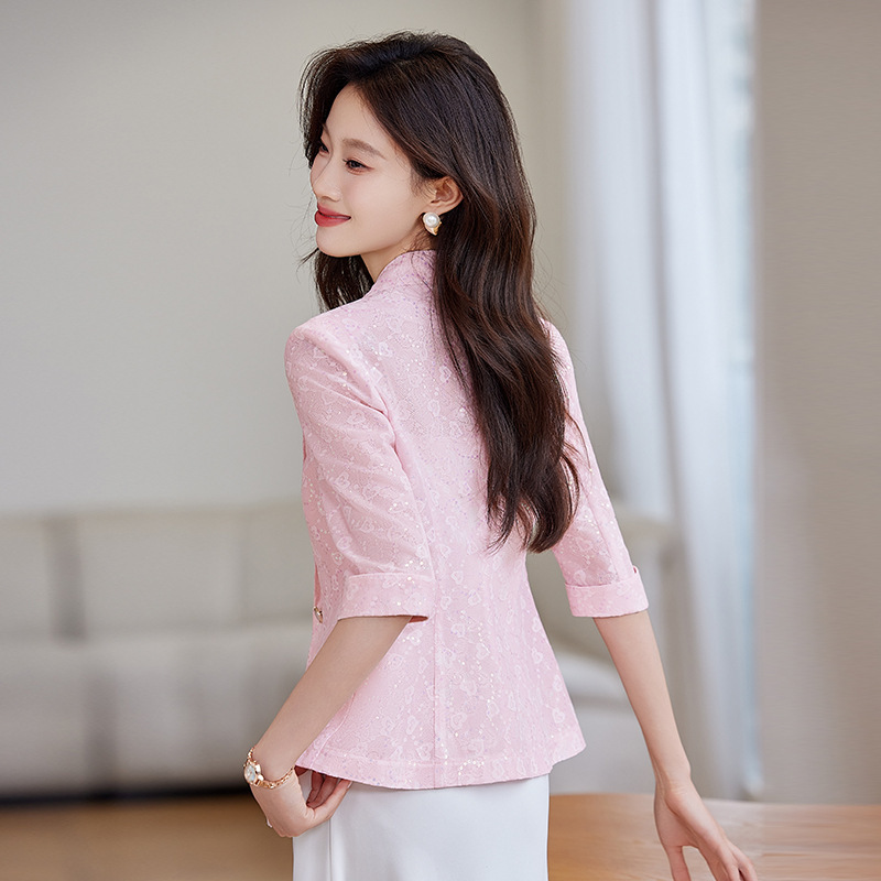White Lace Suit Jacket for Women Summer Thin Three-Quarter Sleeve New Style Elegant High-End Slim Fit Top for Small People White Lace Suit Jacket for Women Summer Thin Three-Quarter Sleeve New Style Elegant High-End Slim Fit Top for Small People