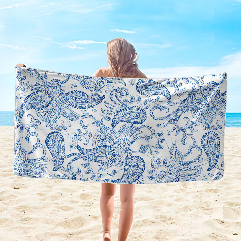 Cross-Border Manufacturer Microfiber Ins Hot Selling Towel Bath Towel Large Size Anti-Sand Export Soft Square Towel Leaf Style