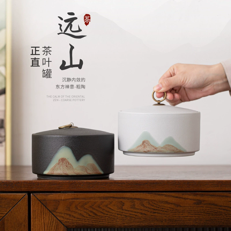 Глазурь роспись цветной Юаньшань вертикальный чайный горшок керамический домашний чайный упаковочный горшок запечатанный горшок черный чай зеленый чай пуэр чайный склад