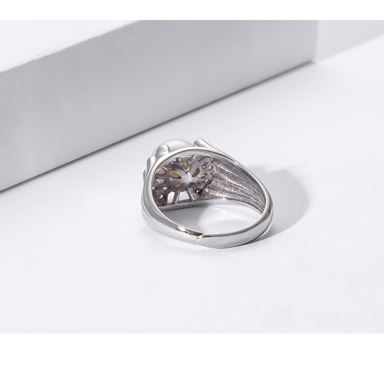 Mode Geometrisch Sterling Silber Offener Ring Inlay Zirkon 925 Silber Ringe display picture 3