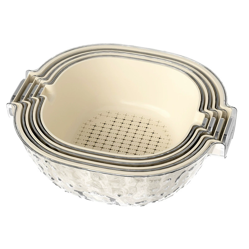 Double -layer draining basket house kitchen washing basin plastic dish basket washed rice basket fruit basin Ins light luxury vegetable basket
