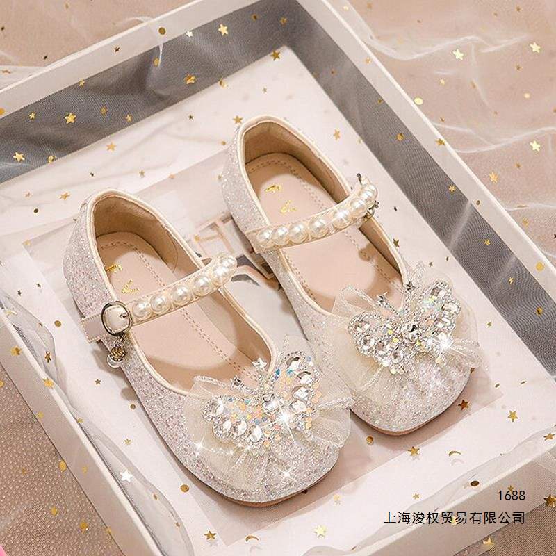 Girls' shoes, children's princess shoes, crystal leather shoes, shiny, 2026 spring and autumn new model, soft-soled for little girls, suitable for dresses