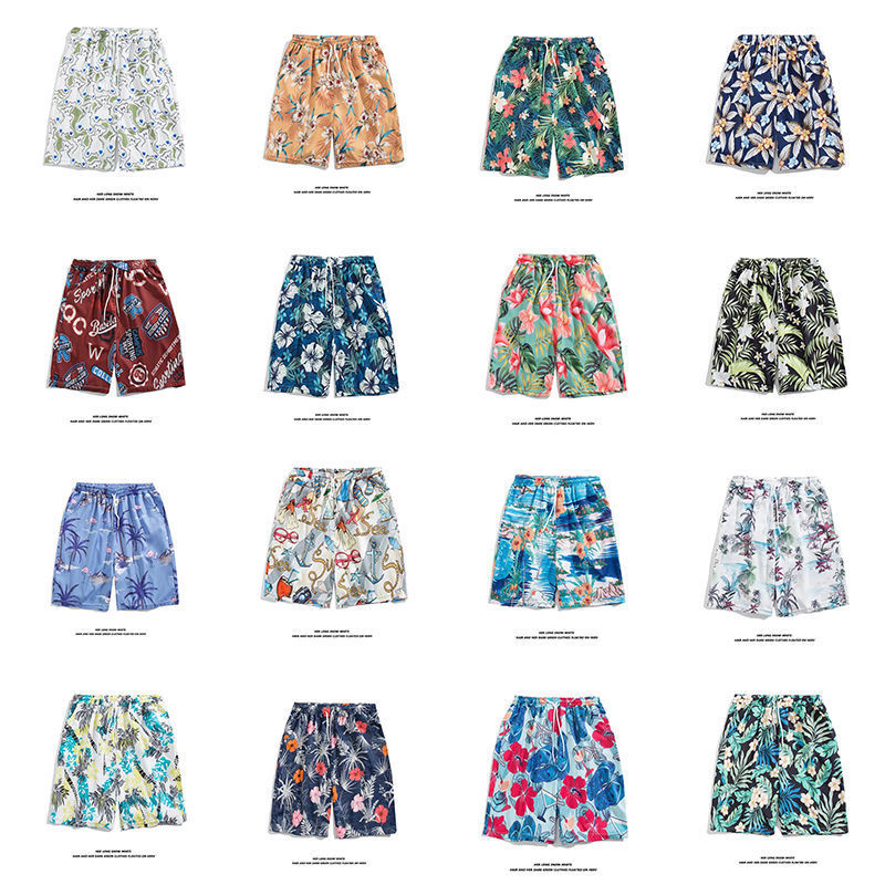 Summer Flower Shorts Loose Beach Pants Men's Trendy Ins Large Pants Half Casual Pants Home Thin Medium Pants