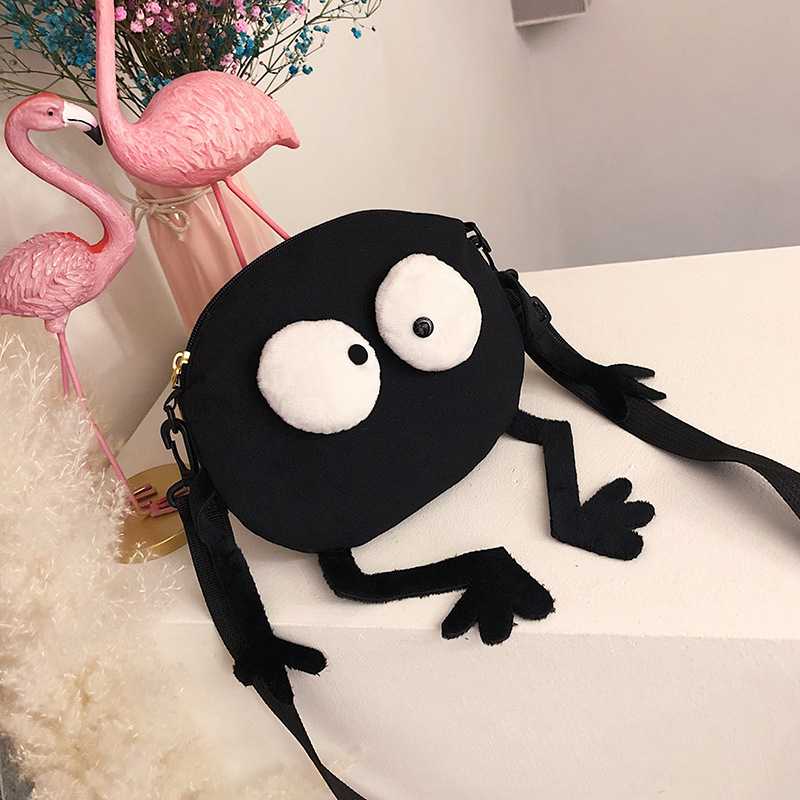 Internet Popular Ins Funny Small Black Briquette Canvas Crossbody Bag Women's Cute Ugly Cute Small Bag Women's All-match Shoulder Bag Internet Popular Ins Funny Small Black Briquette Canvas Crossbody Bag Women's Cute Ugly Cute Small Bag Women's All-match Shoulder Bag