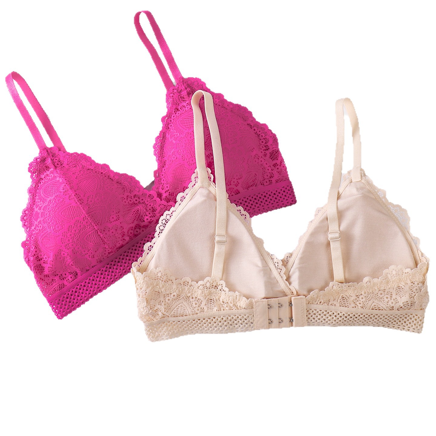 Bra de encaje sin anillo de acero triángulo francés hermosa espalda sexy cabina de soporte para la ropa interior de la niña cómoda y transpirable