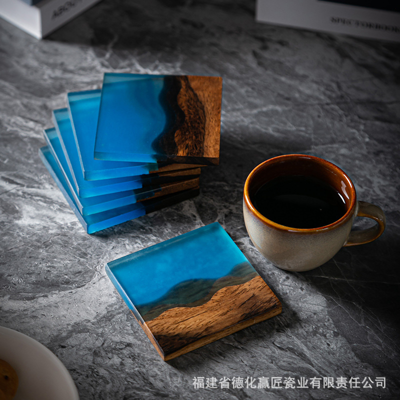 Posavasos de madera de estilo japonés, almohadillas de aislamiento térmico de resina, portavasos simples, juntas creativas, accesorios para la ceremonia del té, almohadillas de nogal para el hogar