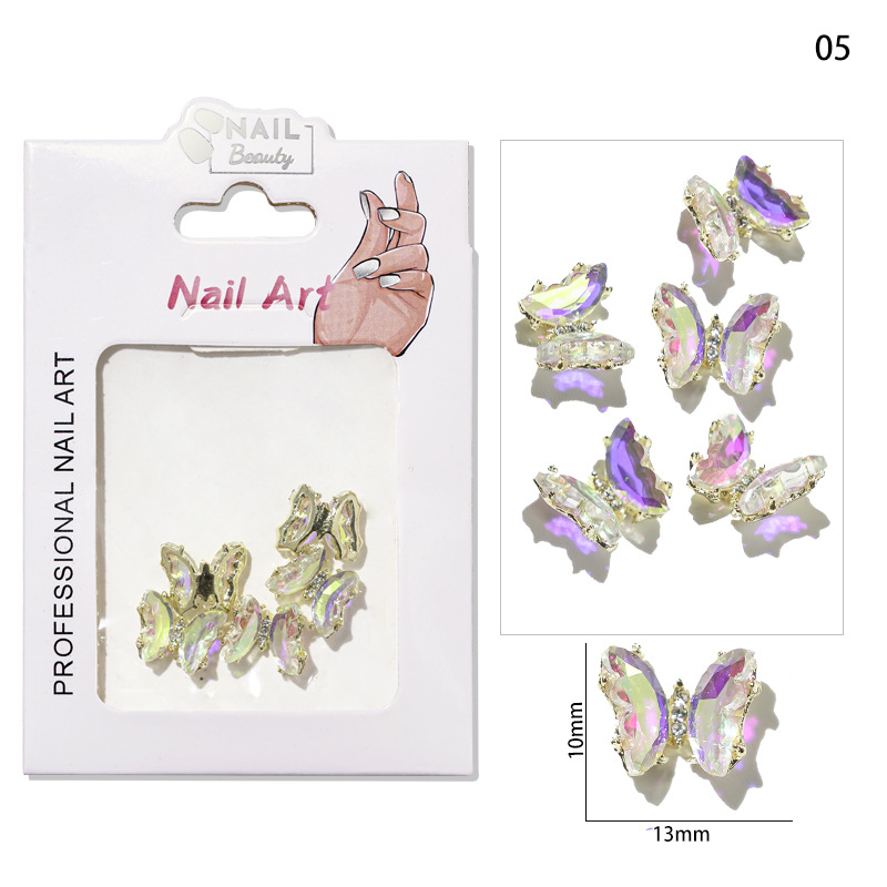 Accesorios de mariposa de uñas aurora uñas joyas de metal accesorios de uñas joyas de diamantes de imitación de uñas joyas pequeñas