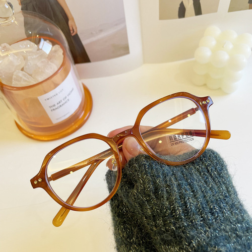 Korean version of internet celebrity flat mirrors for women, literary round myopia glasses frames for male students, trendy anti-blue light glasses frames