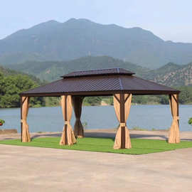 户外花园亭子铝合金雨棚北欧凉亭庭院别墅遮阳棚汽车棚卢森堡大型