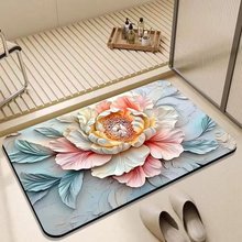 花卉硅藻泥地垫家用耐脏客厅卫生间吸水防滑可手洗易打理卧室阳台