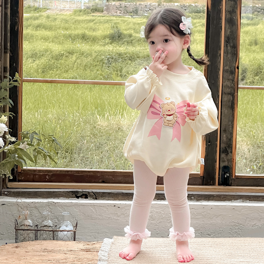 Ropa de bebé, ropa de primavera y otoño, una pieza, luna llena, cien días, traje de escalada con lazo dulce, abrigo de manga larga para bebé femenino