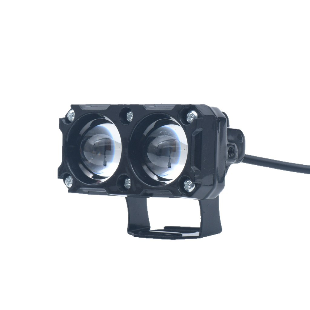 Faro de motocicleta transfronterizo con luces duales amarillas y blancas de alta intensidad, lente de limpieza de carretera para triciclo eléctrico, faros de luz alta y baja con función de intermitencia.