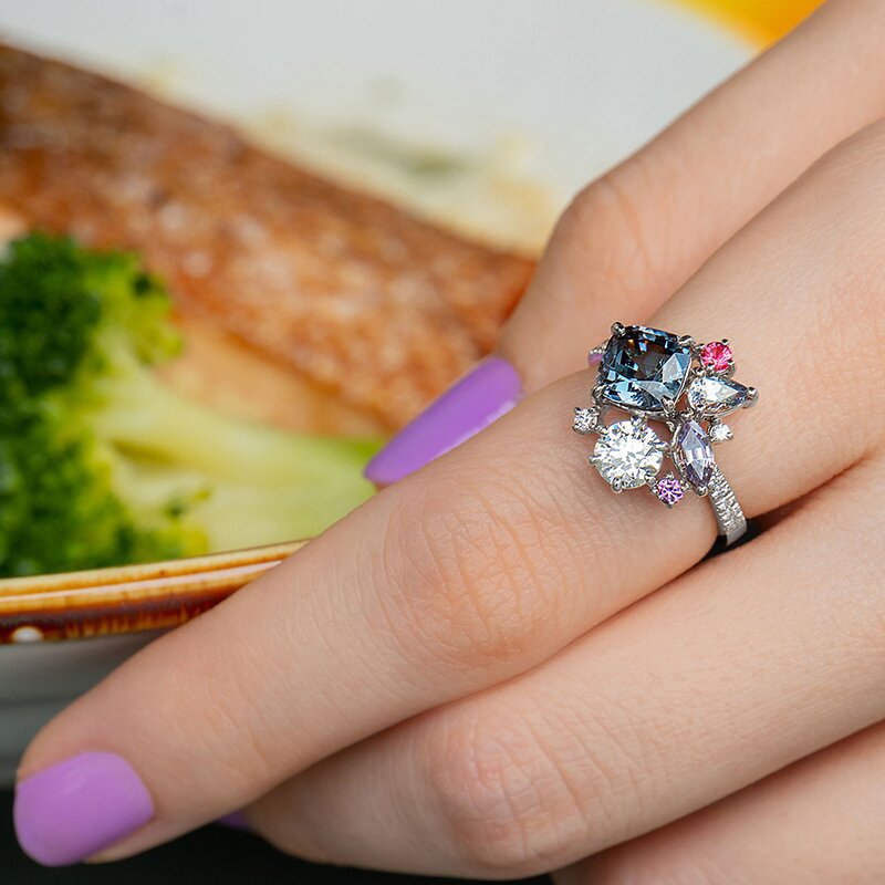 Copper Simple Style Classic Style Inlay Water Droplets Rhombus Zircon Rings display picture 2