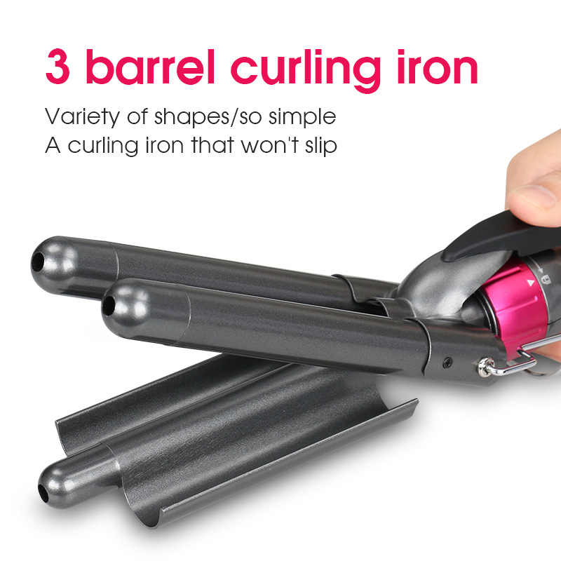 源头工厂蛋卷棒泡面头三管卷发器水波纹小卷发棒大卷烫发器夹板