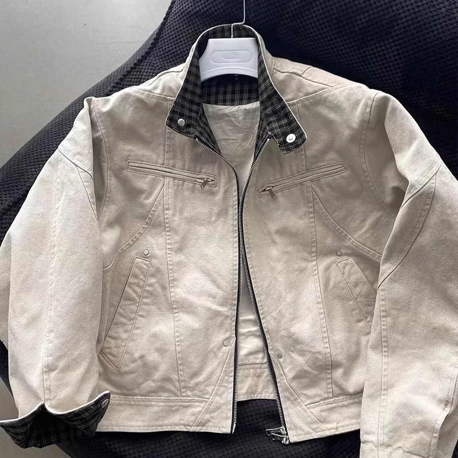 IWTFF 哈灵顿夹克二代cleanfit重磅水洗帆布休闲立领短宽工装外套