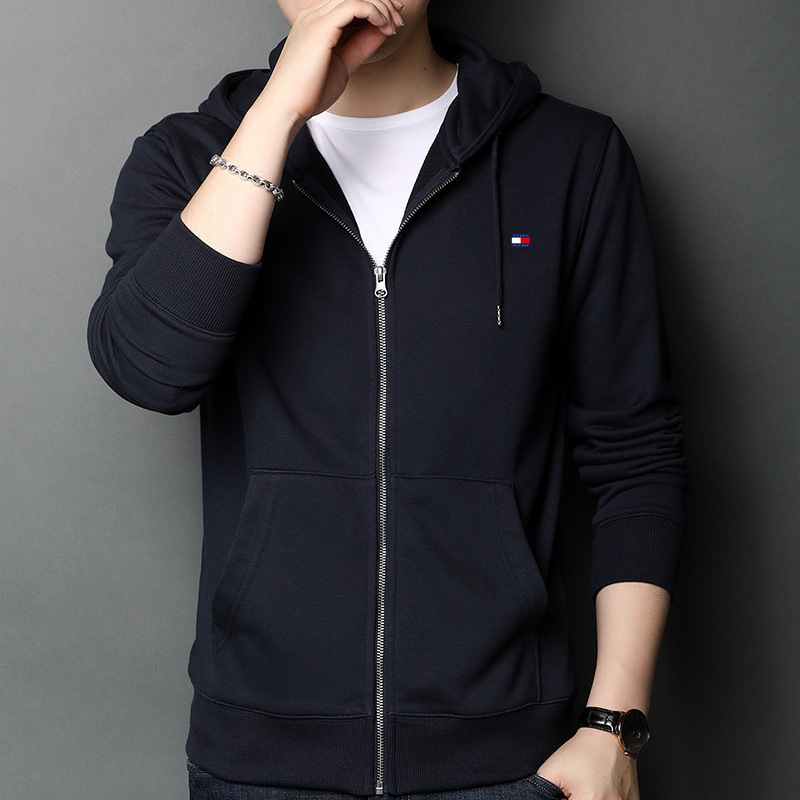 Tommy Printed Men's Spring and Autumn Jacket Long-Sleeve Sweatshirt Winter Base Shirt Cardigan Hooded Trendy Versatile